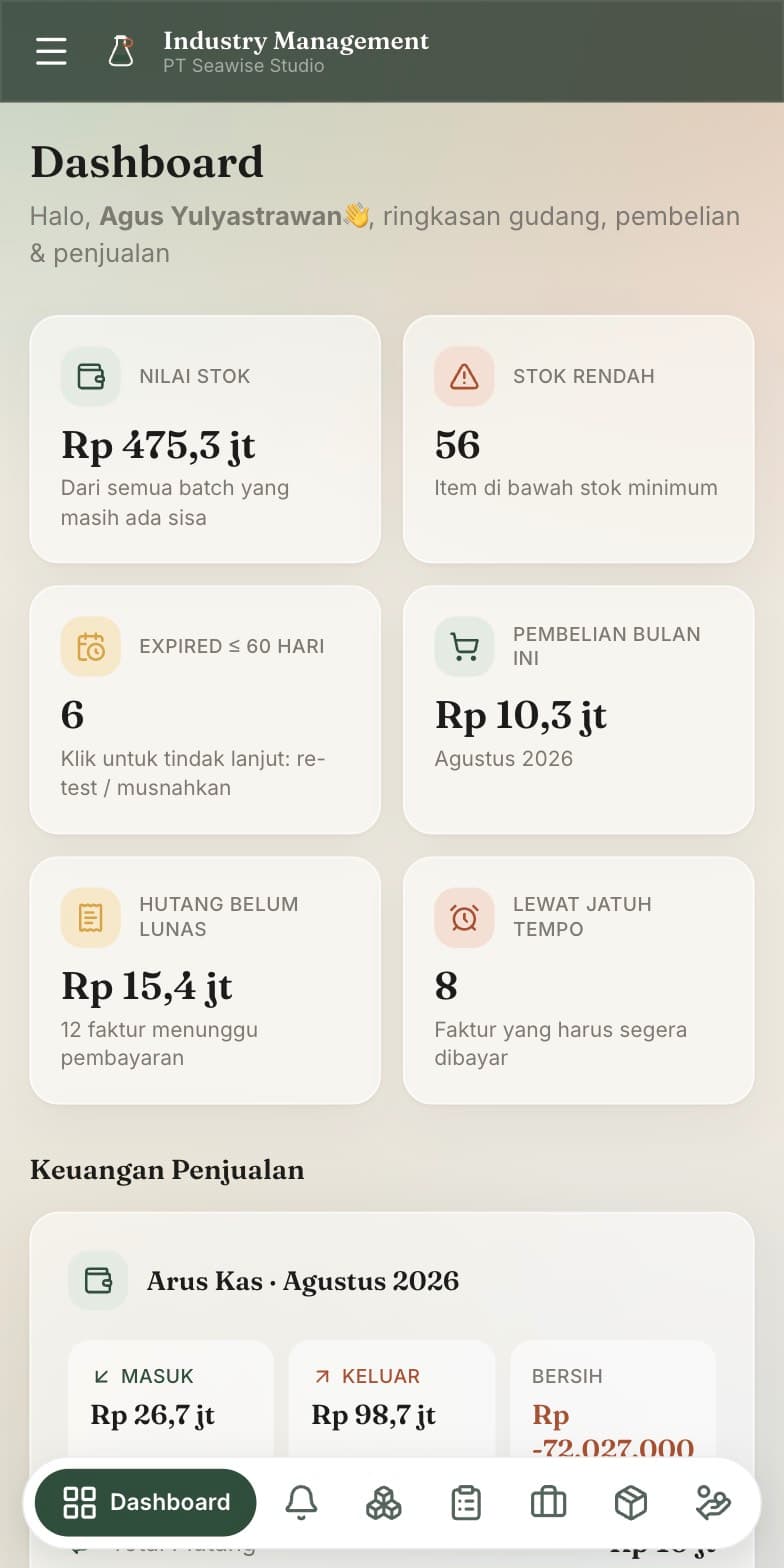 Industry Management, mobile view